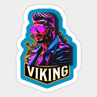 Viking logo style design with cool dude wearing shades and arrows sticking out of him Sticker